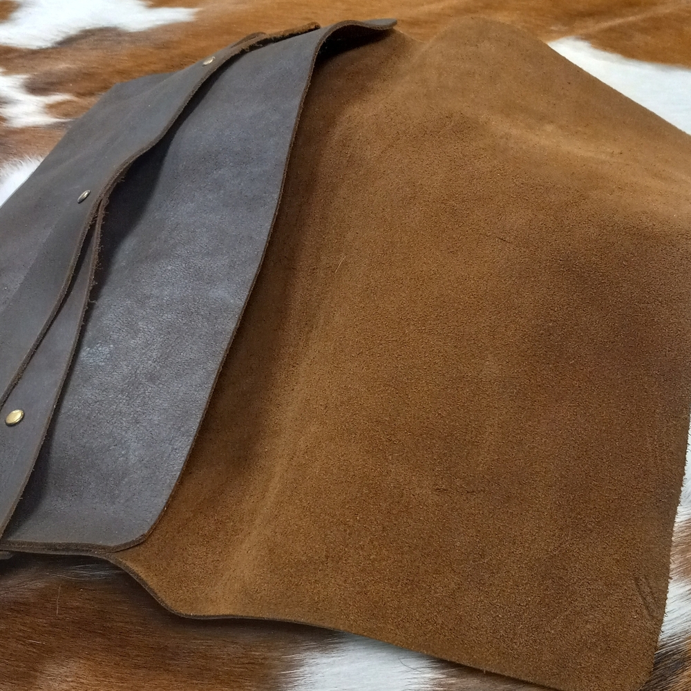 Elegant Brown Leather Clutch Handmade By J.Monique - Picture 6 of 12